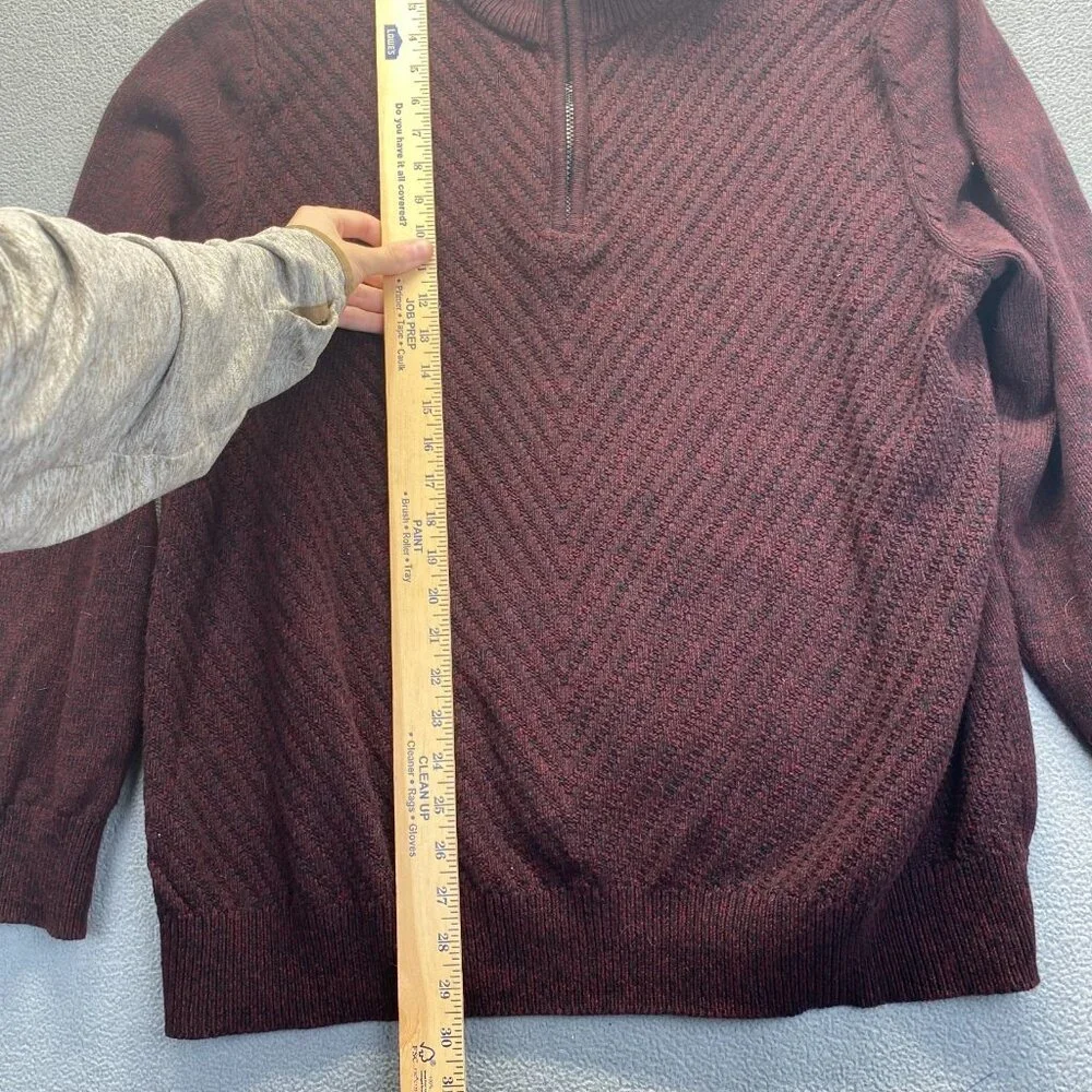 CALVIN KLEIN Jeans Men’s‎ Quarter Zip Sweater XXL Maroon Cotton Bordeaux
